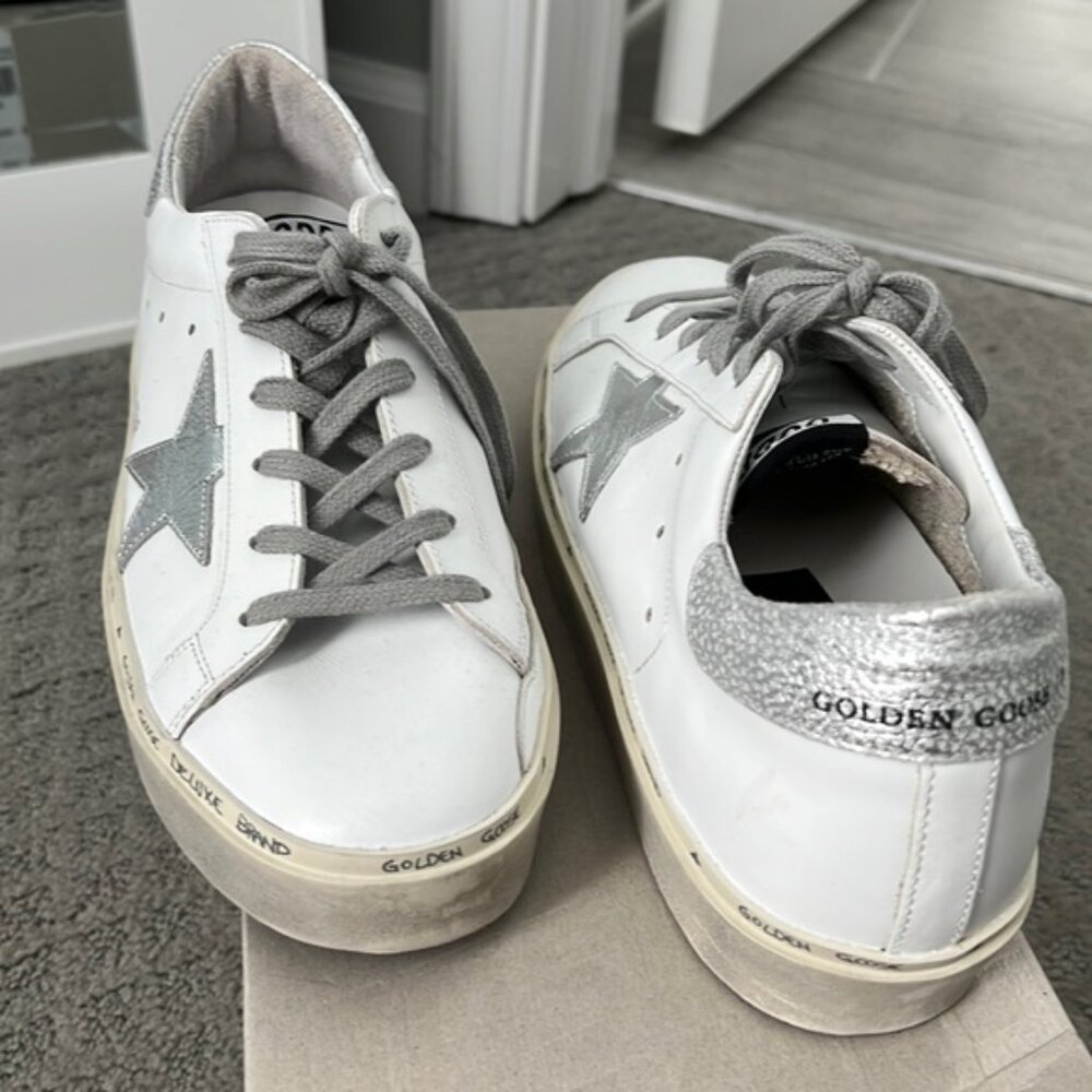 Golden Goose Hi Star  white and silver